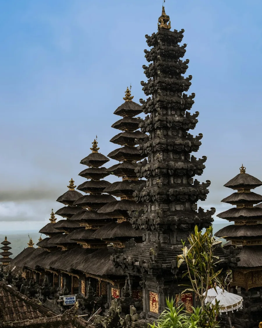 Balinese nature and architecture in soft morning light